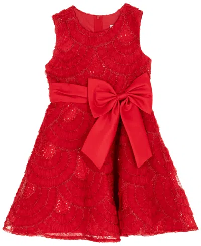 Rare Editions Girls 2t-6x Soutache Hi-low Sleeveless Dress In Red