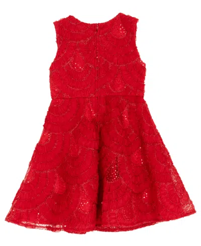 Rare Editions Girls 2t-6x Soutache Hi-low Sleeveless Dress In Red