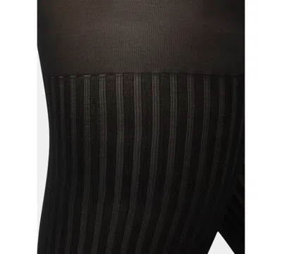 Hue Opaque Control Top Sheer Rib Tights In Black