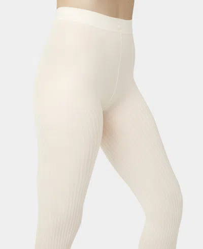 Hue Opaque Control Top Sheer Rib Tights In White