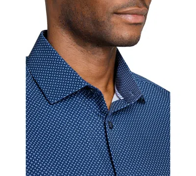 Construct Men's Spread Collar Plaid Dress Shirt In Blue