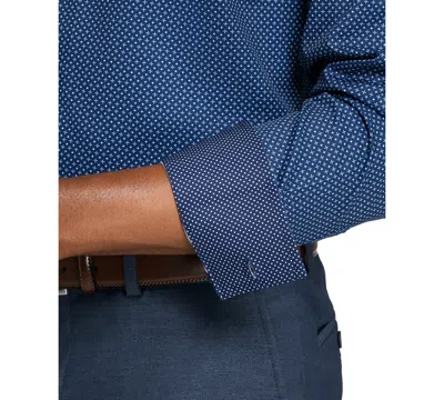 Construct Men's Spread Collar Plaid Dress Shirt In Blue