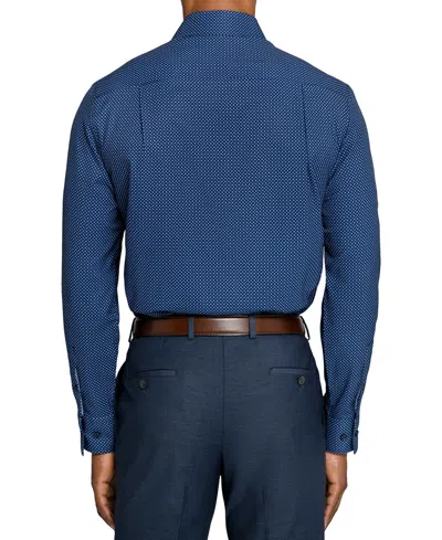 Construct Men's Spread Collar Plaid Dress Shirt In Blue