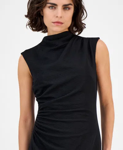 Anne Klein Draped Midi Dress In Black