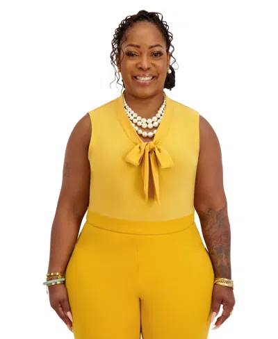 Kasper Women's Sleeveless Tie-neck Top In Gold