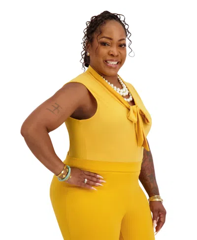 Kasper Women's Sleeveless Tie-neck Top In Gold