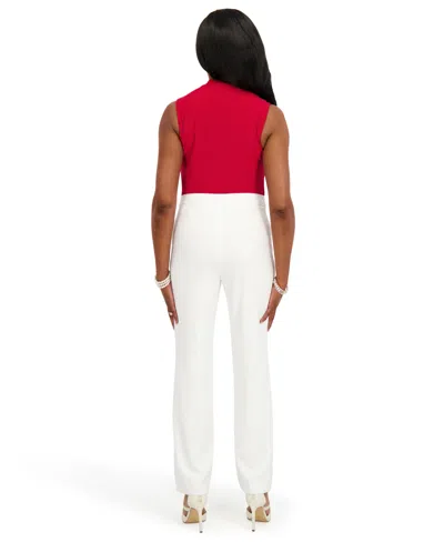 Kasper Women's Sleeveless Tie-neck Top In Red