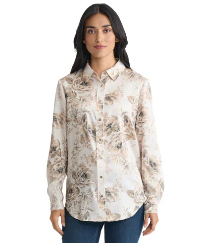 Jones New York Women's Long Sleeve Button-front T-shirt In Multi