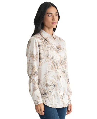 Jones New York Women's Long Sleeve Button-front T-shirt In Multi