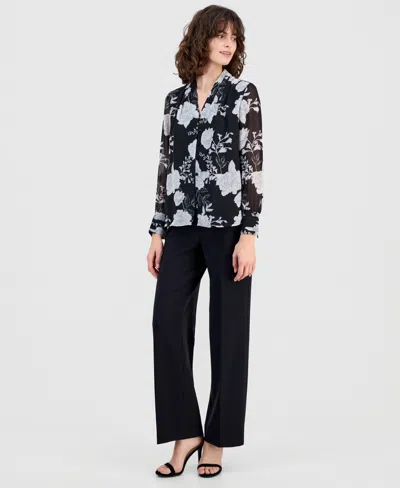 Anne Klein Printed Blouse In Black