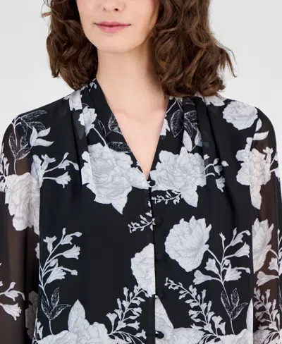Anne Klein Printed Blouse In Black