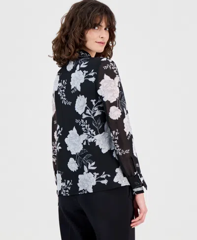 Anne Klein Printed Blouse In Black