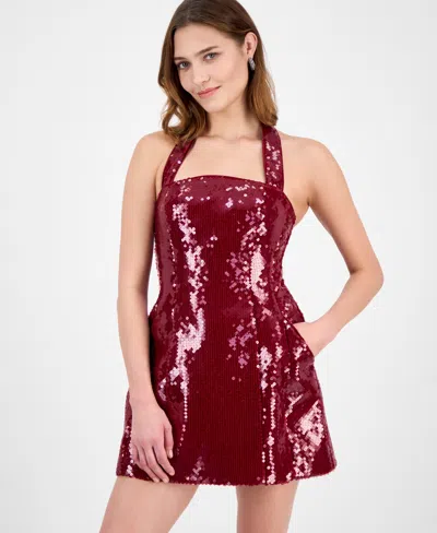 Bardot Women's Nevelle Sequin Halter Mini Dress In Burgundy