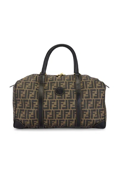 Pre-owned Fendi Zucca Boston Bag In Brown