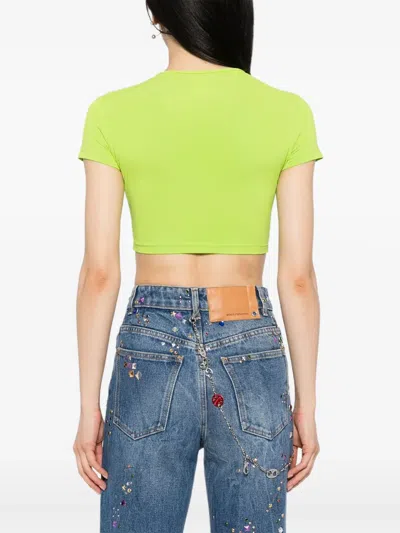 Pre-owned Chanel 1995 Cropped T-shirt Top In Green