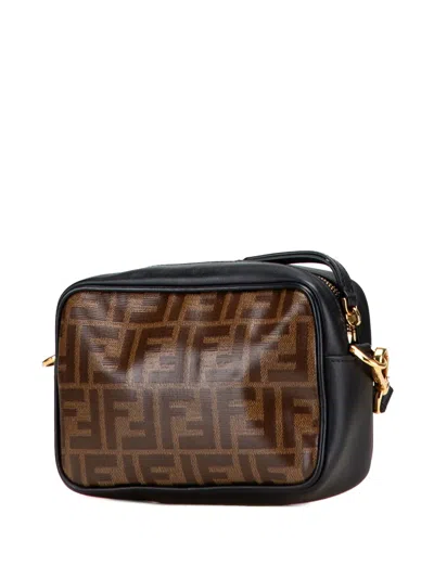 Pre-owned Fendi 2018-2025 Zucca Coated Canvas Camera Crossbody Bag In Brown