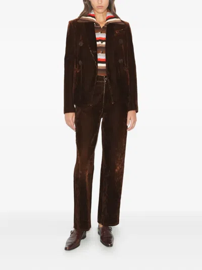 Tory Burch Double-breasted Blazer In Brown