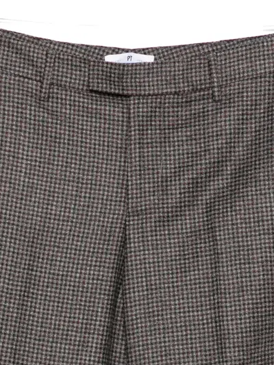 Pt Torino Checked Straight-leg Trousers In Gray