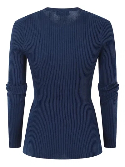 Gabriela Hearst Ribbed Long-sleeved Top In Blue
