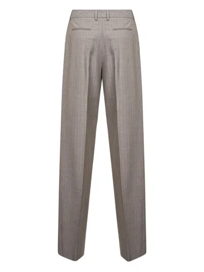 Pt Torino Pleated Pinstripe Trousers In Gray
