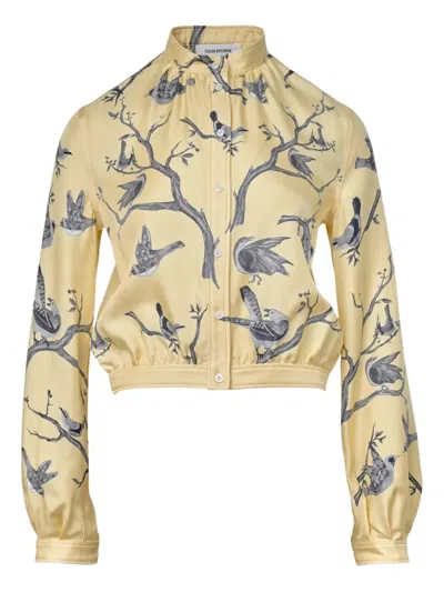 Thom Browne Bird Print Top In Yellow
