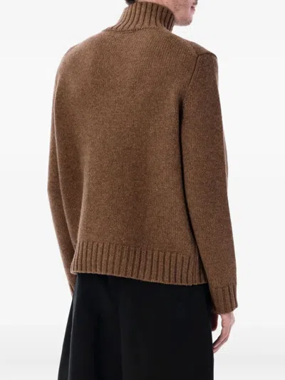 Studio Nicholson Ribbed Roll-neck Knitwear In Brown