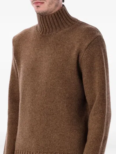Studio Nicholson Ribbed Roll-neck Knitwear In Brown