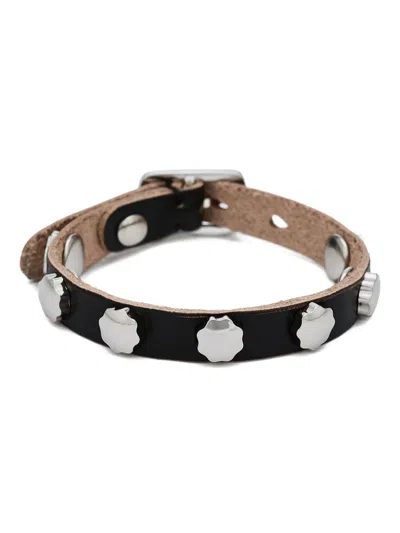 Our Legacy Studded Leather Bracelet In Black