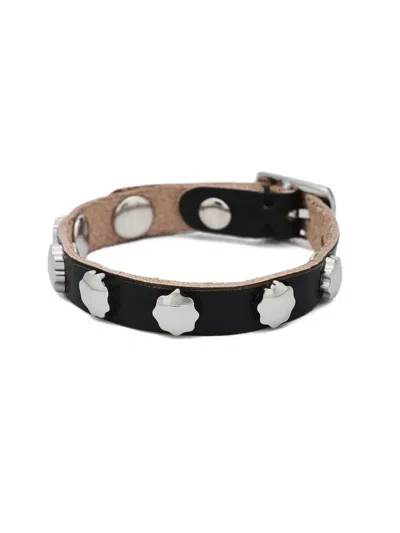 Our Legacy Studded Leather Bracelet In Black