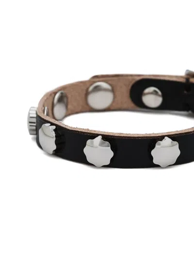 Our Legacy Studded Leather Bracelet In Black