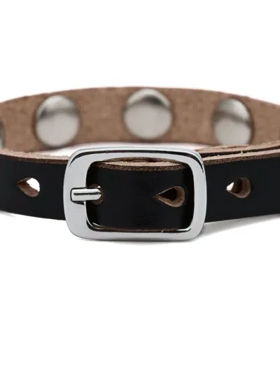 Our Legacy Studded Leather Bracelet In Black