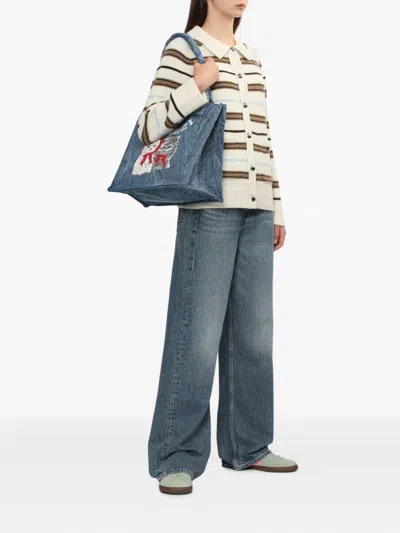 Rag & Bone Peggy Stripe Collared Oversize Wool Cardigan In White