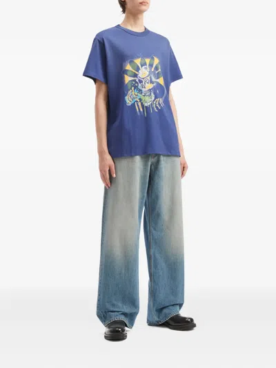 Erl Graphic Print T-shirt In Blue
