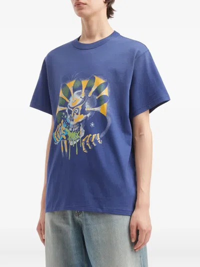 Erl Graphic Print T-shirt In Blue
