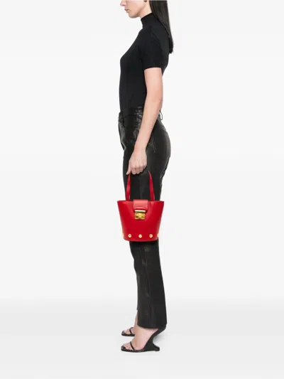 Pre-owned Ferragamo 1990-2021 Leather Studded Top Handle Handbag In Red