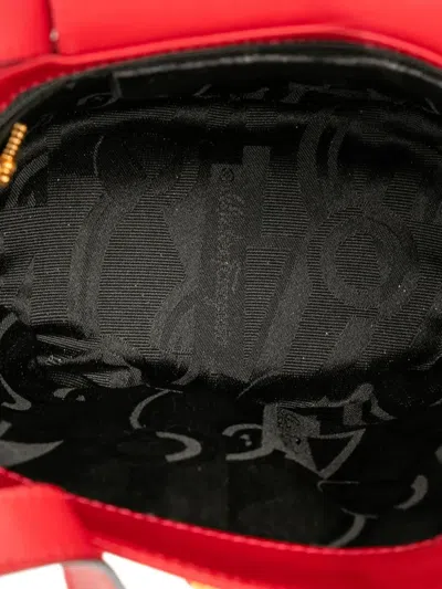 Pre-owned Ferragamo 1990-2021 Leather Studded Top Handle Handbag In Red