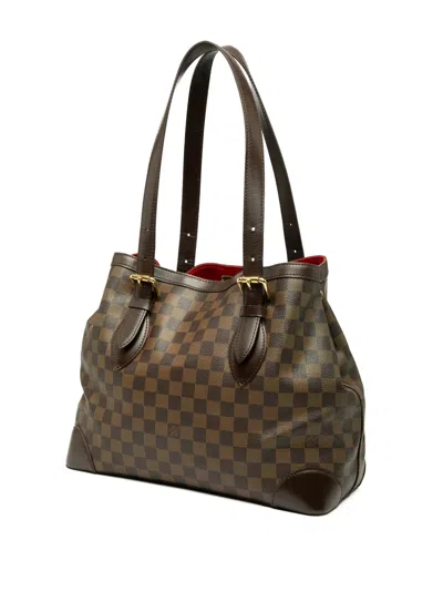 Pre-owned Louis Vuitton 2008 Damier Ebene Hampstead Mm Tote Bag In Brown
