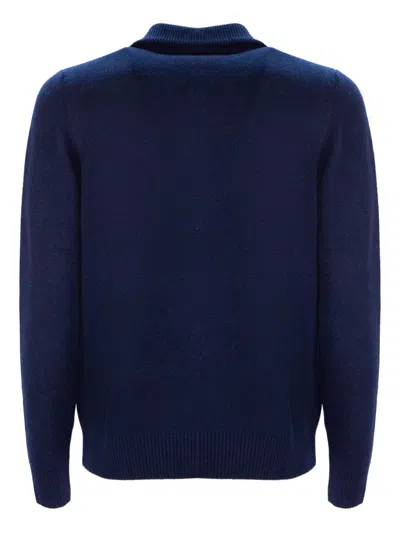 Cruciani Zip-up Collared Cardigan In Blue