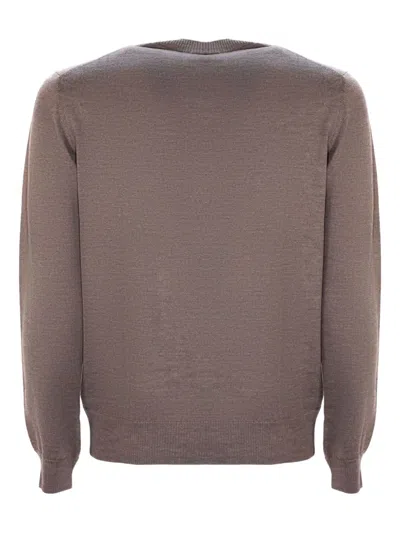 Cruciani Crew-neck Wool Sweater In Brown