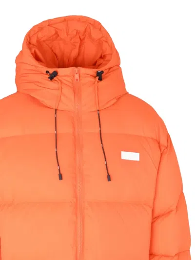 Msgm Logo-plaque Puffer Jacket In Orange
