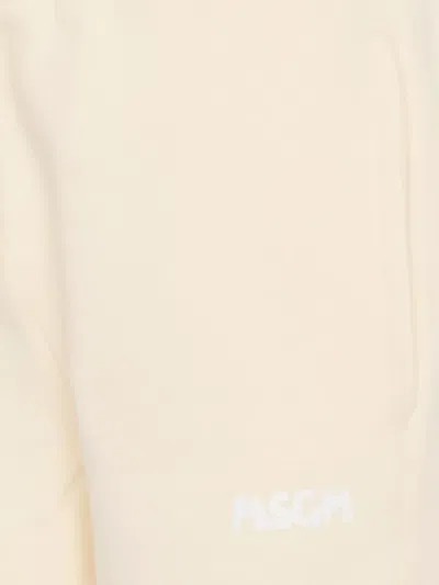 Msgm Ivory Sweatpants For Kids With Logo In Neutral