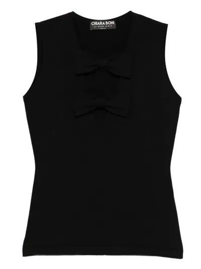 Chiara Boni La Petite Robe Bow Detail Tank Top In Black