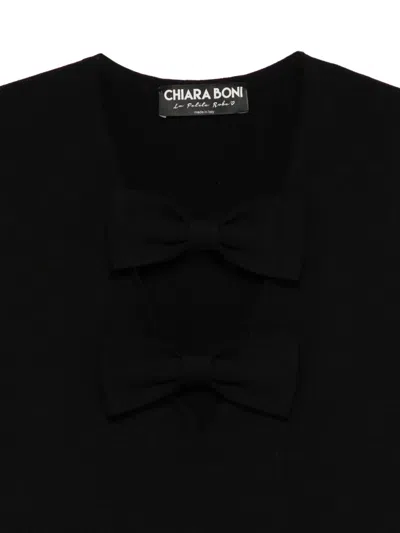 Chiara Boni La Petite Robe Bow Detail Tank Top In Black