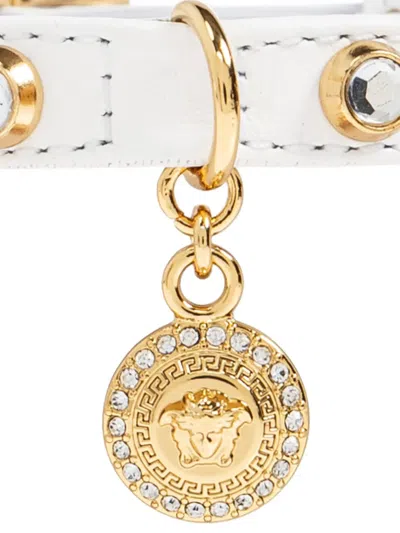 Versace Medusa Studded Leather Collar In White