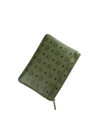 Mcm Logo-pattern Wallet In Green