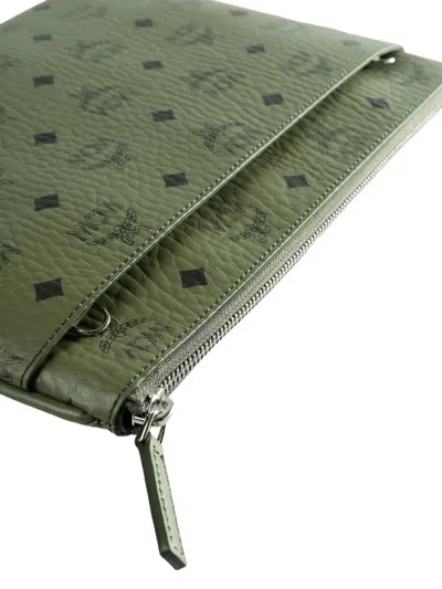 Mcm Logo-pattern Wallet In Green