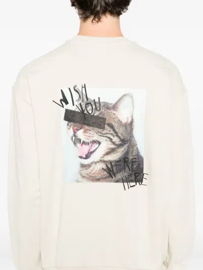 Izzue Graphic-print Cotton Sweatshirt In Neutral