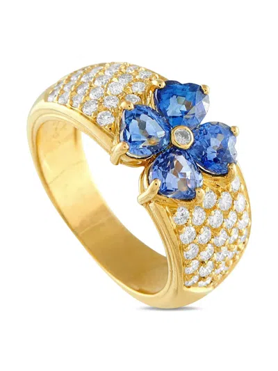 Pre-owned Van Cleef & Arpels 18k Yellow Gold Diamond Sapphire Marie Antoinette Ring