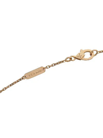 Pre-owned Van Cleef & Arpels 18k Rose Gold Diamond Alhambra Pendant Necklace In Pink