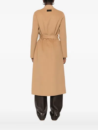 Ermanno Firenze Belted Coat In Brown